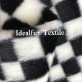 Black White Jacquard Short Pile Artificial Raccoon Fur